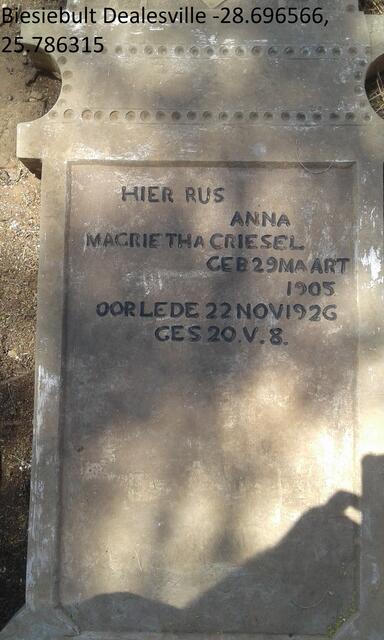 GRIESEL Anna Magrietha 1905-1926