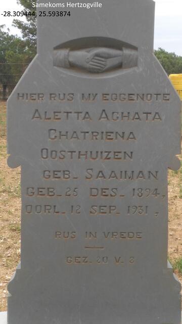 OOSTHUIZEN Aletta Aghata Chatriena nee SAAIMAN 1894-1931