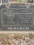MYBURGH Anna Elizabeth -1959 :: VERMAAK Anna Elizabeth 1902-1983