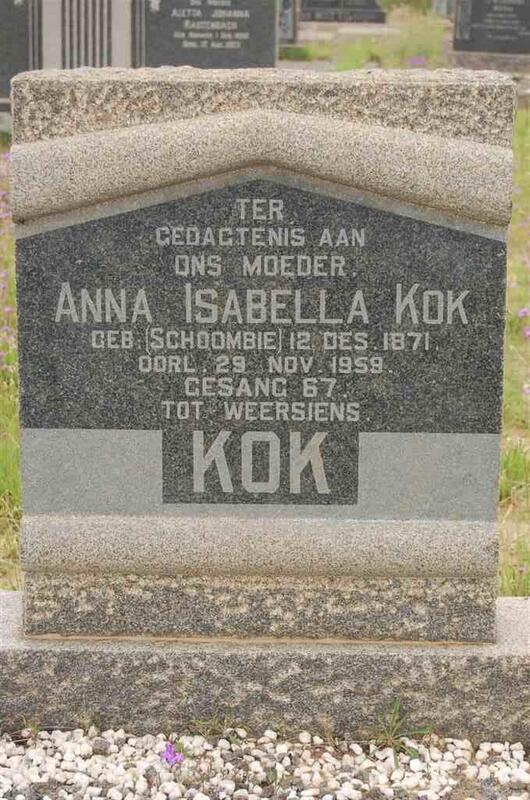 KOK Anna Isabella nee SCHOOMBIE 1871-1959