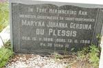 PLESSIS Maryna Johanna Gerdina, du 1898-1990