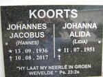 KOORTS Johannes Jacobus 1936-2017 & Johanna Alida 1951-