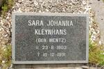 KLEYNHANS Sara Johanna nee MENTZ 1903-1991