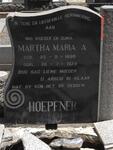HOEPFNER Martha Maria A. 1888-1974
