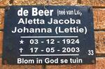 BEER Aletta Jacoba Johanna, de nee VAN LILL 1924-2003