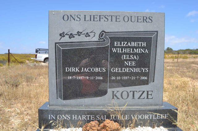 KOTZE Dirk Jacobus 1937-2006 & Elizabeth Wilhelmina GELDENHUYS 1937-2006