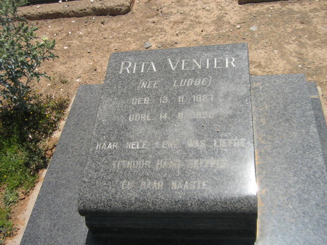 VENTER Rita nee LUBBE 1927-1990