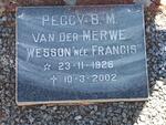 WESSON Peggie B.M., VAN DER MERWE nee FRANCIS 1926-2002