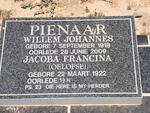 PIENAAR Willem Johannes 1918-2009 & Jacoba Francina OELOFSE 1922-
