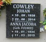 COWLEY Johan 1938-2014 & Anna Jacoba FOURIE 1934-2015