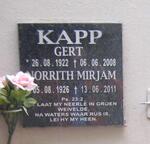 KAPP Gert 1922-2008 & Norrith Mirjam 1926-2011