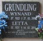 GRUNDLING Wynand 1922-2009 & Letta 1931-2011