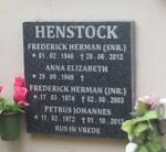 HENSTOCK Frederick Herman 1946-2012 & Anna Elizabeth 1949- :: HENSTOCK Petrus Johannes 1972-2013