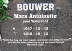 BOUWER Mara Antoinette nee WATERSON 1947-2015