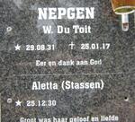 NEPGEN W. du Toit 1931-2017 & Aletta STASSEN 1930-