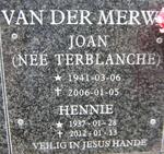 MERWE Hennie, van der 1937-2012 & Joan TERBLANCHE 1941-2006