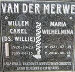 MERWE Willem Carel, van der 1920-2009 & Maria Wilhelmina HEYNS 1921-2014
