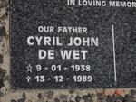 WET Cyril John, de 1938-1989