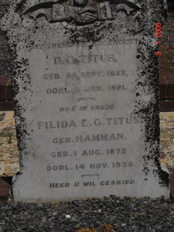 TITUS D.C. 1853-1921 & Filida E.G. HAMMAN 1872-1938
