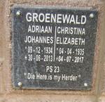 GROENEWALD Adriaan Johannes 1934-2013 & Christina Elizabeth 1935-2017