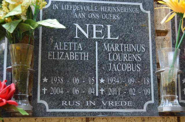 NEL Marthinus Lourens Jacobus 1934-2011 & Aletta Elizabeth 1938-2004