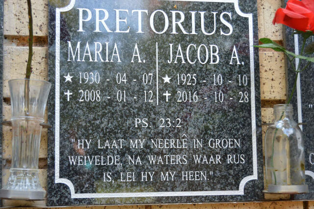 PRETORIUS Jacob A. 1925-2016 & Maria A. 1930-2008