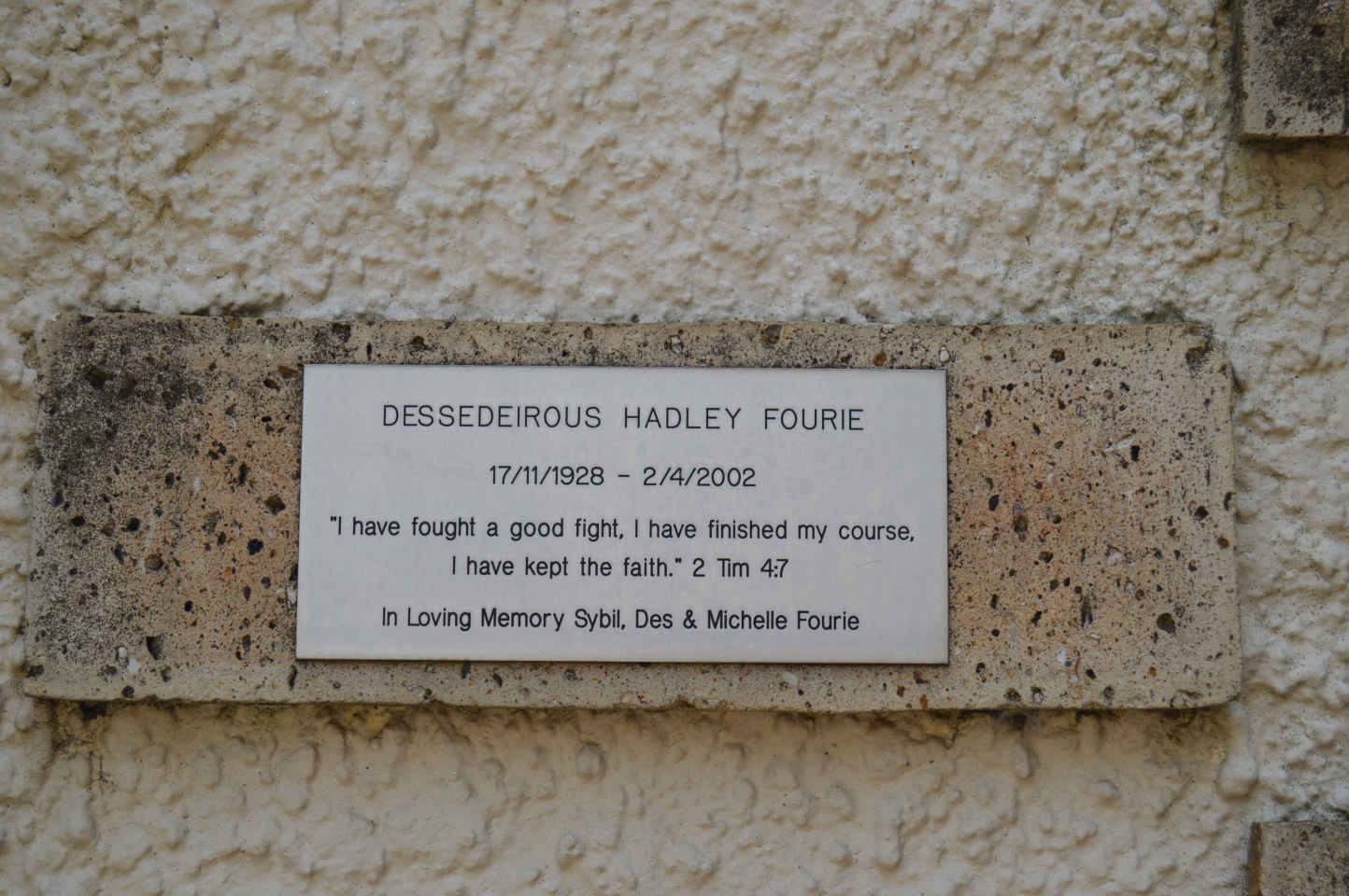 FOURIE Dessedeirous Hadley 1928-2002
