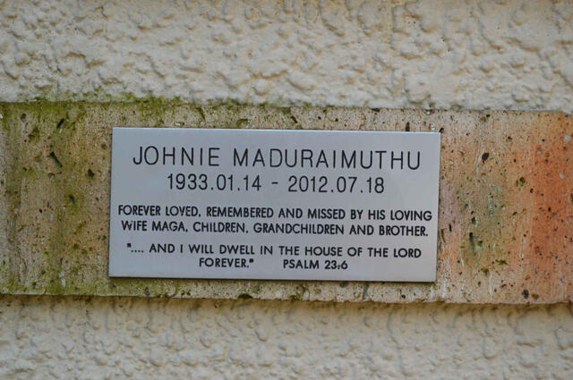 MADURAIMUTHU Johnie 1933-2012