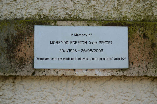 EGERTON Morfydd nee PRYCE 1923-2003