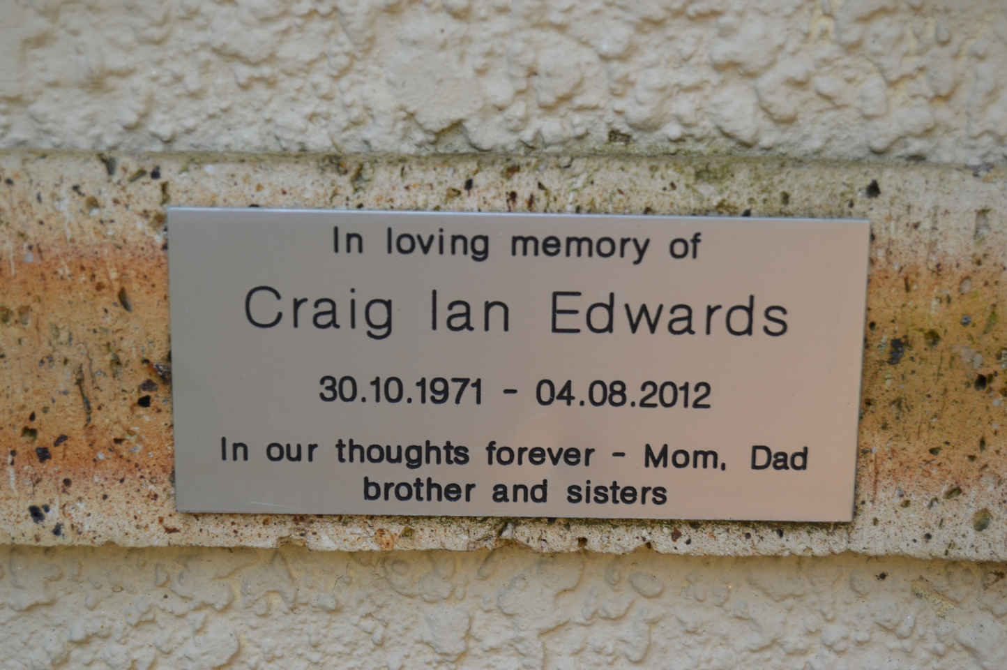 EDWARDS Craig Ian 1971-2012