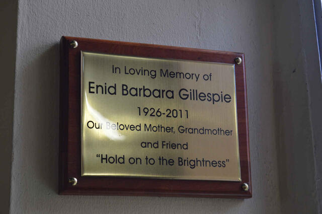 GILLESPIE Enid Barbara 1926-2011