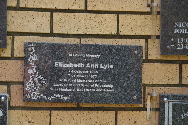 LYLE Elizabeth Ann 1935-1977