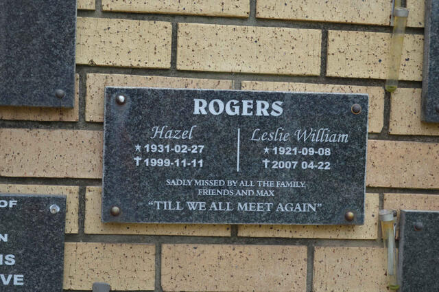 ROGERS Leslie William 1921-2007 & Hazel 1931-1999