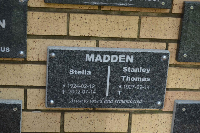 MADDEN Stanley Thomas 1927- & Stella 1924-2002