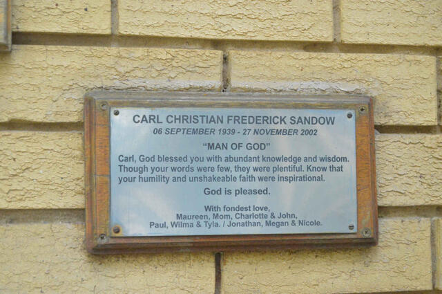 SANDOW Carl Christian Frederick 1939-2002