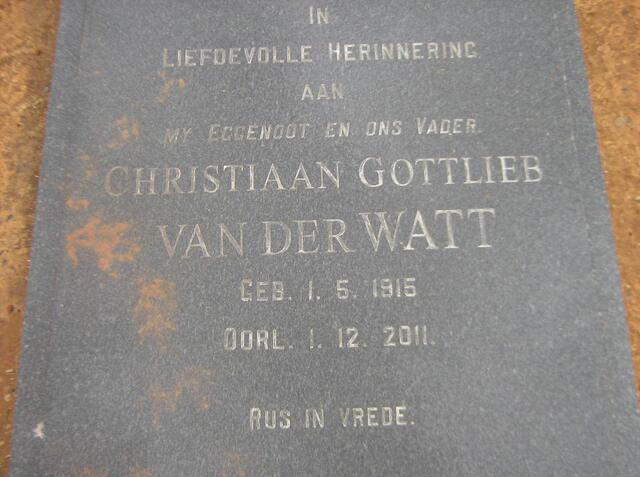 WATT Christiaan Gottlieb, van der 1915-2011