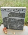 RENSBURG Johanna Maria, Janse van nee RHEEDERS 1922-1995
