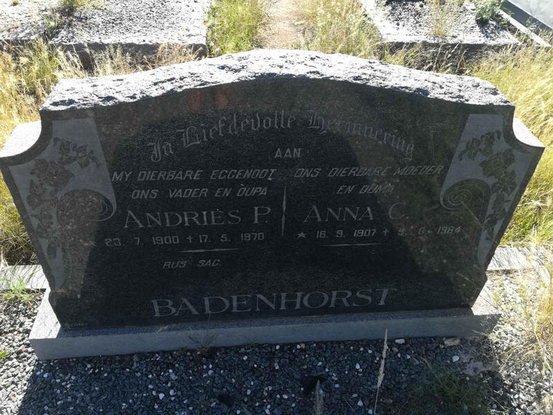 BADENHORST Andries P. 1900-1970 & Anna C. 1907-1984
