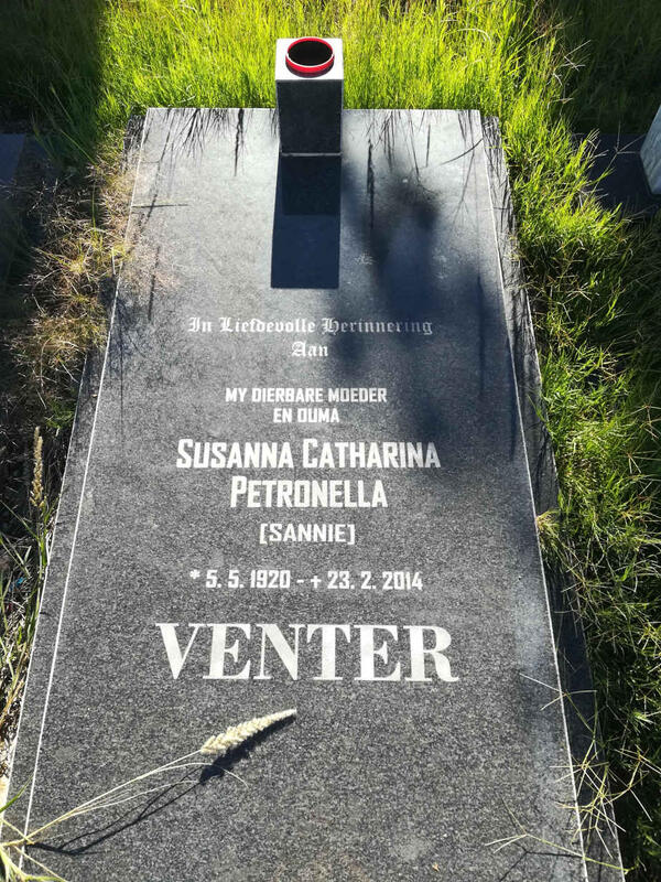 VENTER Susanna Catharina Petronella 1920-2014