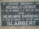 SLABBERT Reginald George 1906-198? & Wilhelmina Barendina 1903-198?