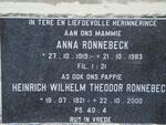 RÖNNEBECK Heinrich Wilhelm Theodor 1921-2000 & Anna 1919-1983