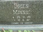 MINNIE Dries 1925-1992