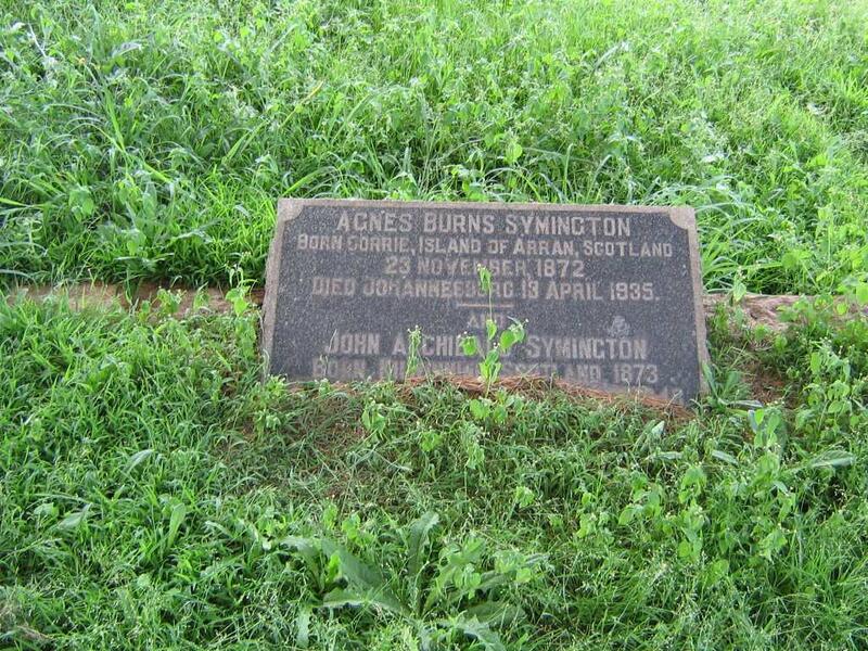 SYMINGTON John Archibald 1873-? & Agnes Burns 1872-1935