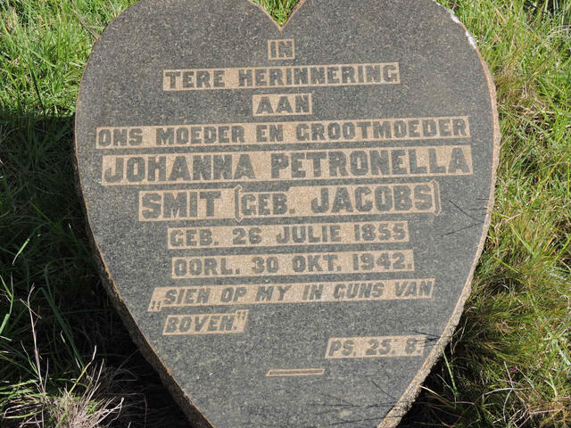 SMIT Johanna Petronella nee JACOBS 1855-1942