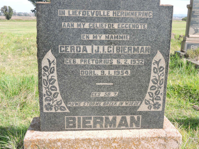 BIERMAN J.I.G. nee PRETORIUS 1932-1954