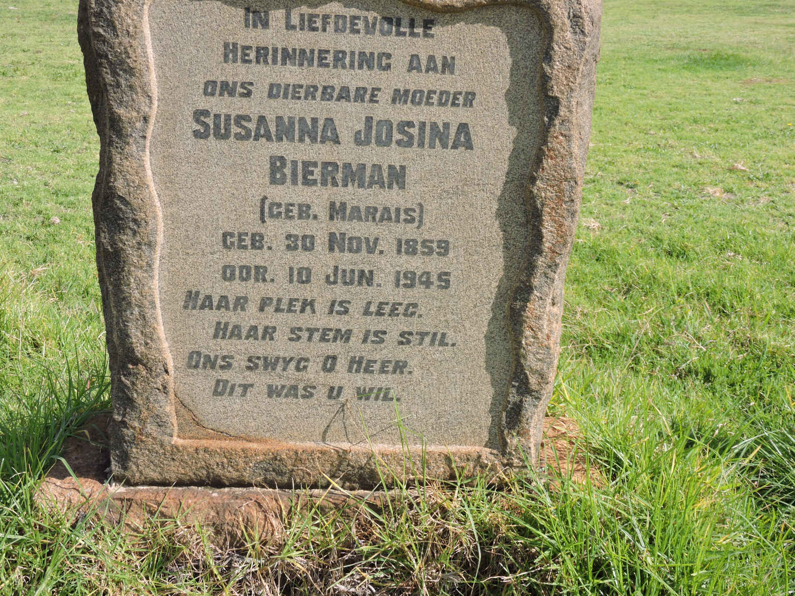 BIERMAN Susanna Josina nee MARAIS 1859-1945