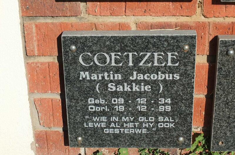 COETZEE Martin Jacobus 1934-1999