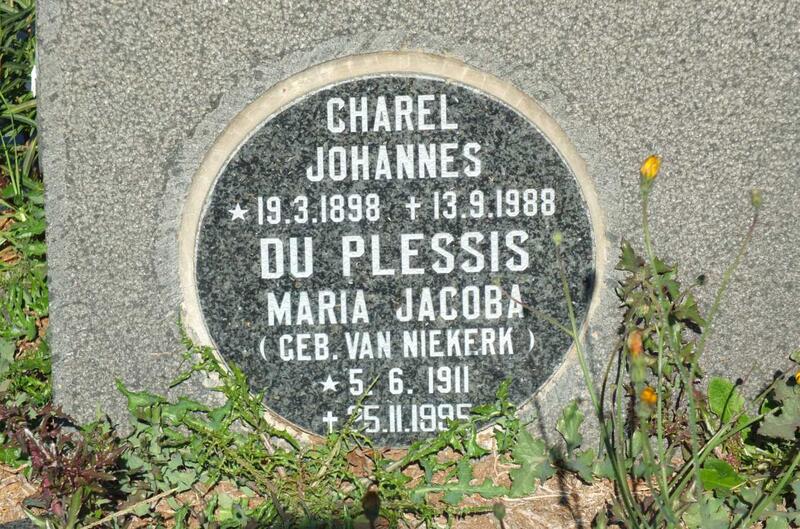 PLESSIS Charel Johannes, du 1898-1988 & Maria Jacoba VAN NIEKERK 1911-1995