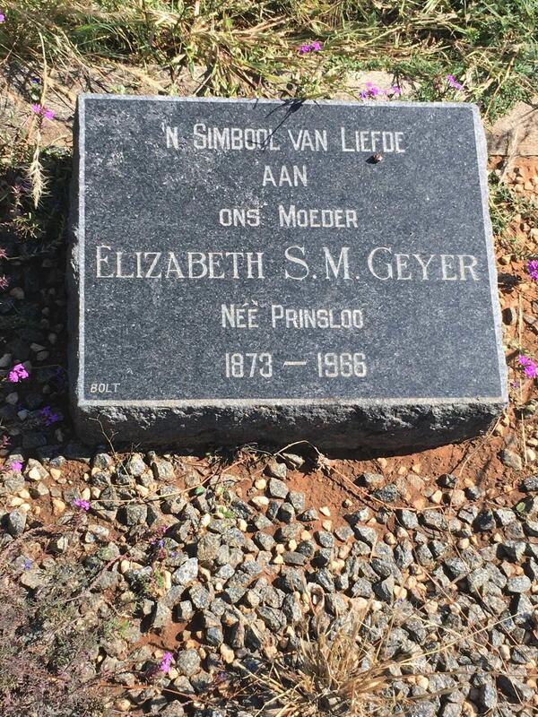GEYER Elizabeth S.M. nee PRINSLOO 1873-1966