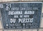 PLESSIS Susanna Maria, du nee DE BEER 1935-2016